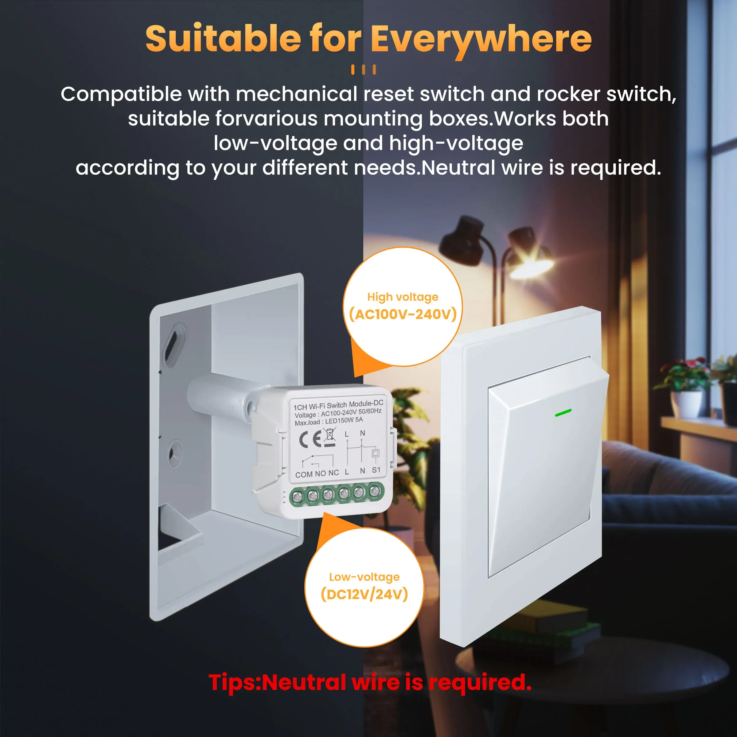 GIRIER Tuya Smart ZigBee/WiFi Switch Module 5A Dry Contact Smart DIY Breaker Relay DC 12/24V AC100-240V Support Alexa Hey Google