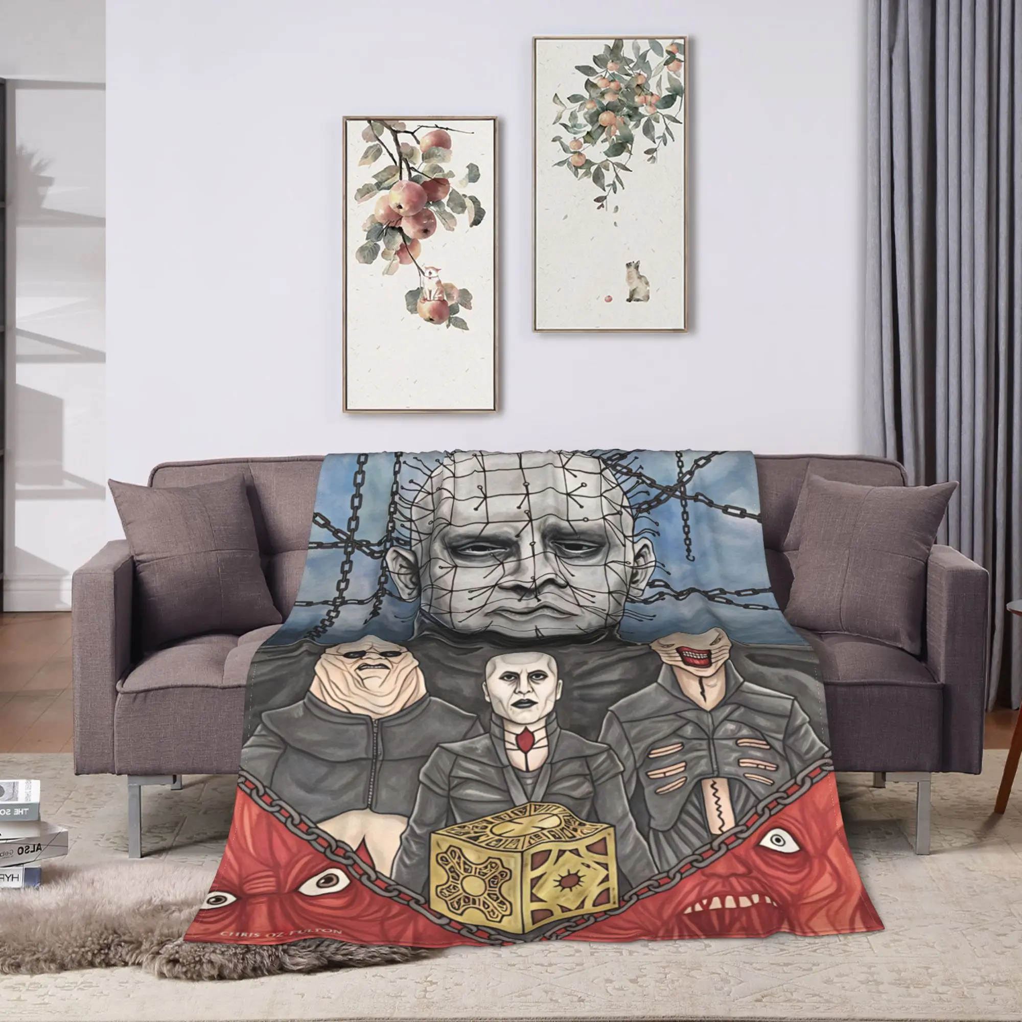 Warm Soft Blanket Decorative Hellraiser Horror Movie Bedding Throws  Flannel Bedspread For Bedroom Fashion Sofa Bed Cover
