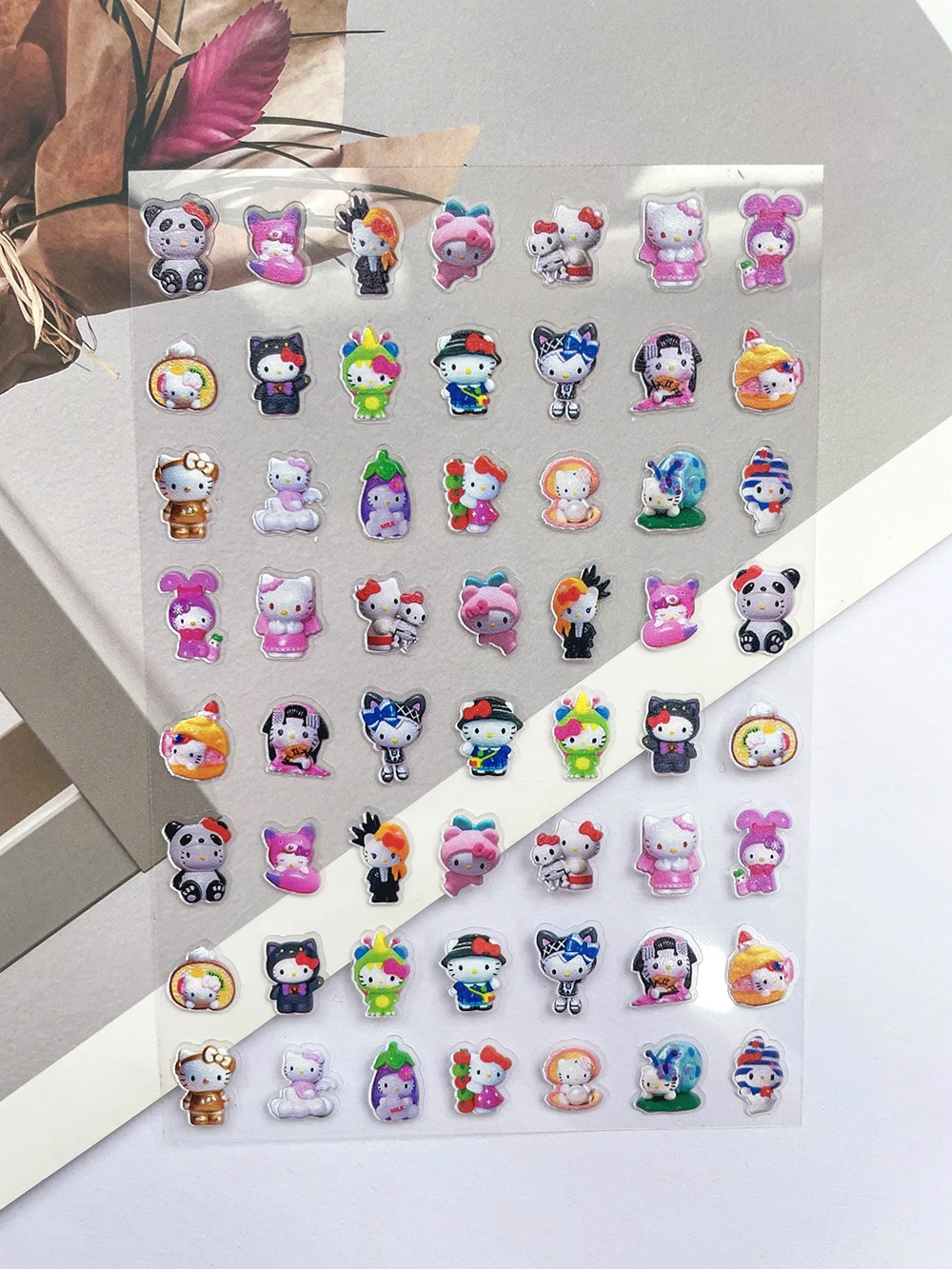 My Melody Hellokitty Pvc Mini Poster Goods Stickers Nail Art Waterproof Diy Phone Case Cup Keyboard Cap Stickers Customizable