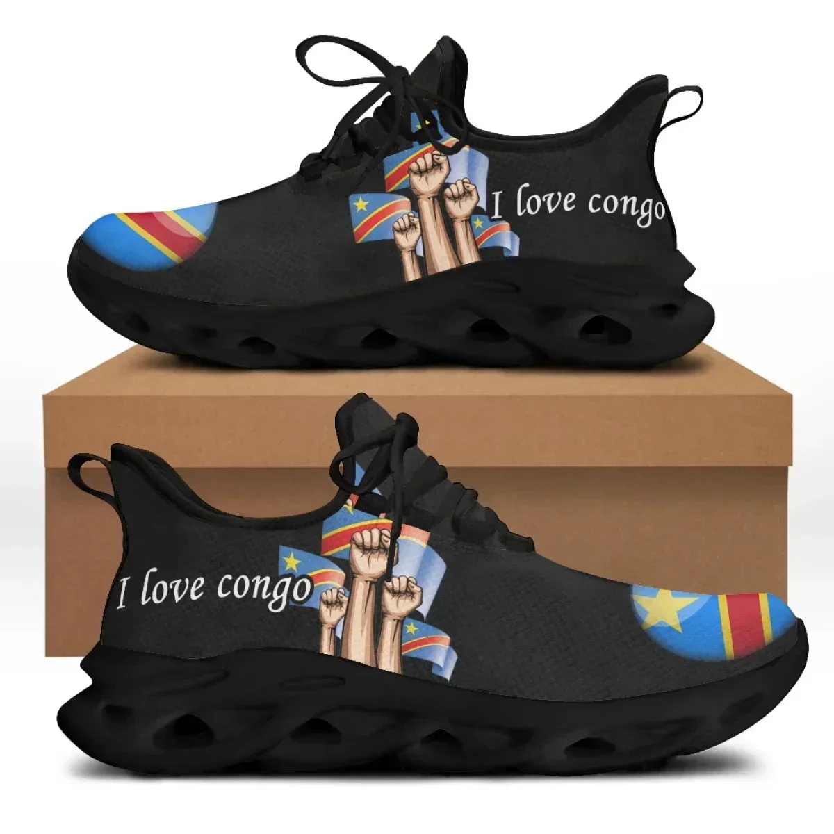 Republic Of Congo Flag Designer Men Casual Shoes Sneakers Flats Male Lace Up Wear-resistant Tenis Masculino
