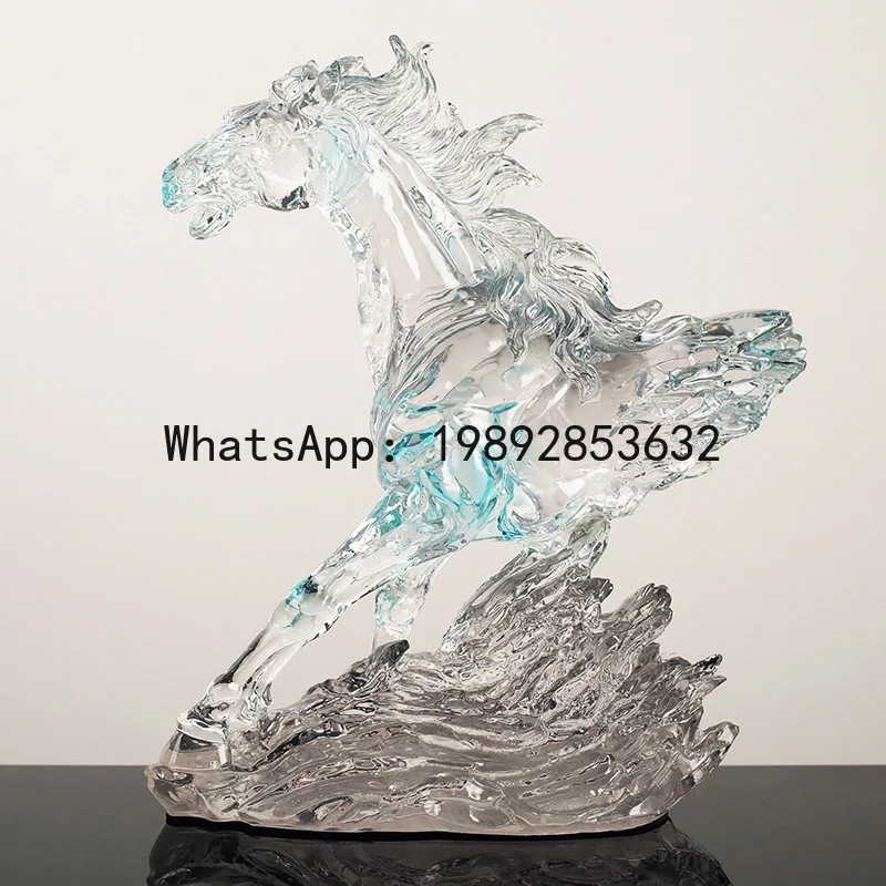 

A1 Resin Handicraft Artificial Animal Sculpture Clear Horse Fine Horse Transparent Figurine Decorative Figurines Home Decoration