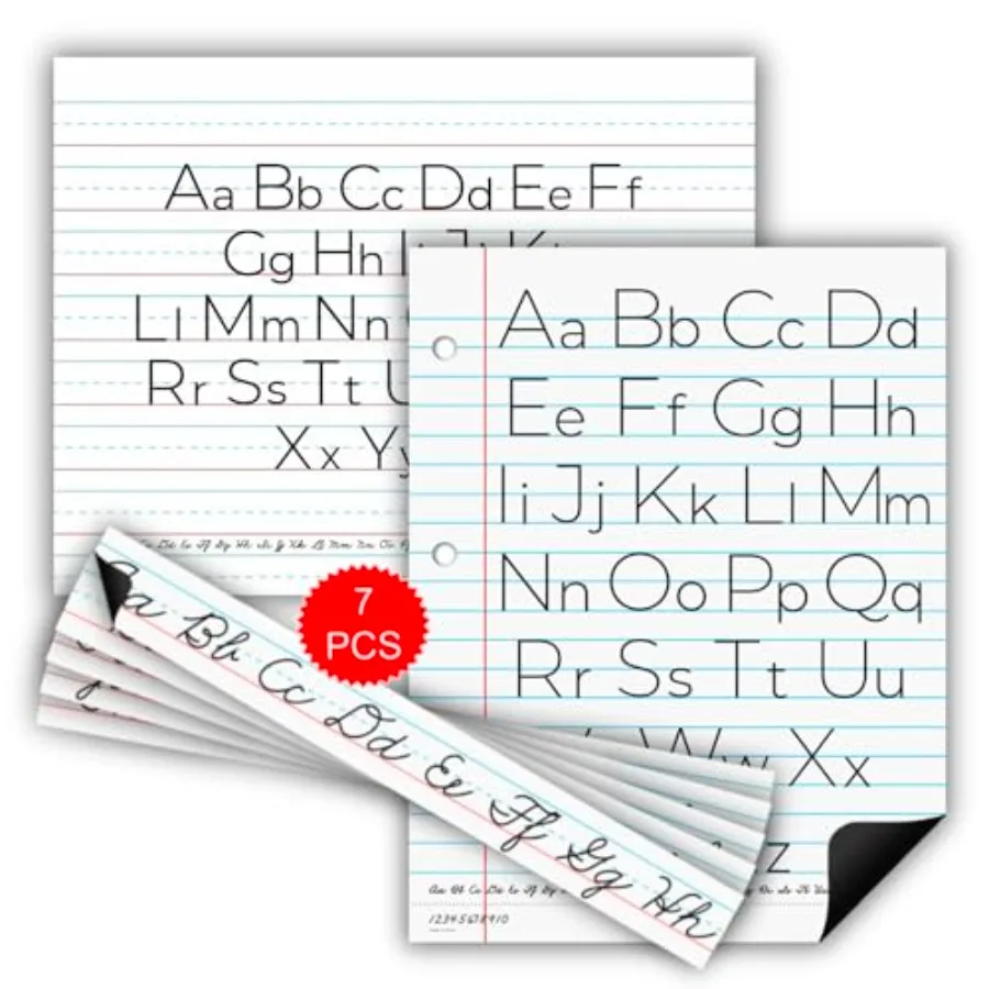 

Magnetic Writing Paper Kit - Notebook Paper Poster, Magnetic Handwriting Paper, 5 Dry Erase Sentence Strips - Dry Erase Lined P