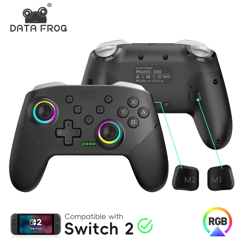 DATA FROG ワイヤレススイッチプロコントローラー Switch/Switch OLED プログラマブルジョイスティック PC ゲームパッド Switch 2 用