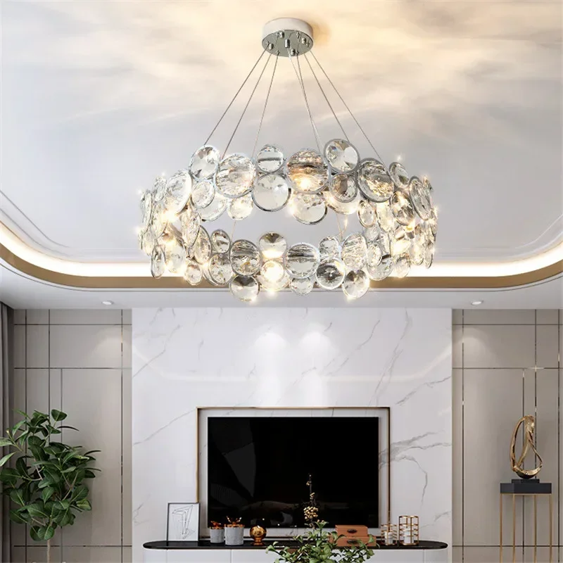 Bubble crystal chandelier luxury living room light modern circular bedroom dining hall bedroom E14LED lighting Crystal lamp