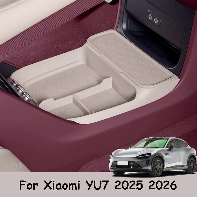 

For Xiaomi YU7 2025 2026 Car Central Control Lower Storage Box Accessories Silicone Pad Compartment Storage Interior