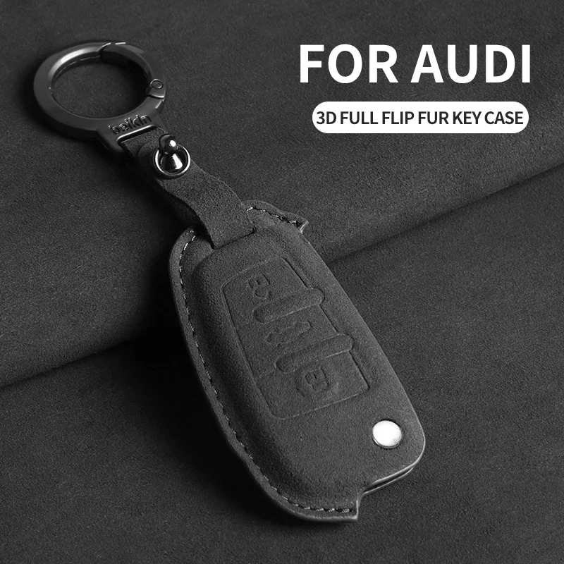 

Suede Car Folding Key Cover Case For Audi A3 8L 8P A4 B6 B7 B8 A6 C5 C6 4F RS3 Q3 Q7 TT 8L 8V S3 Key Fob Shell Accessories