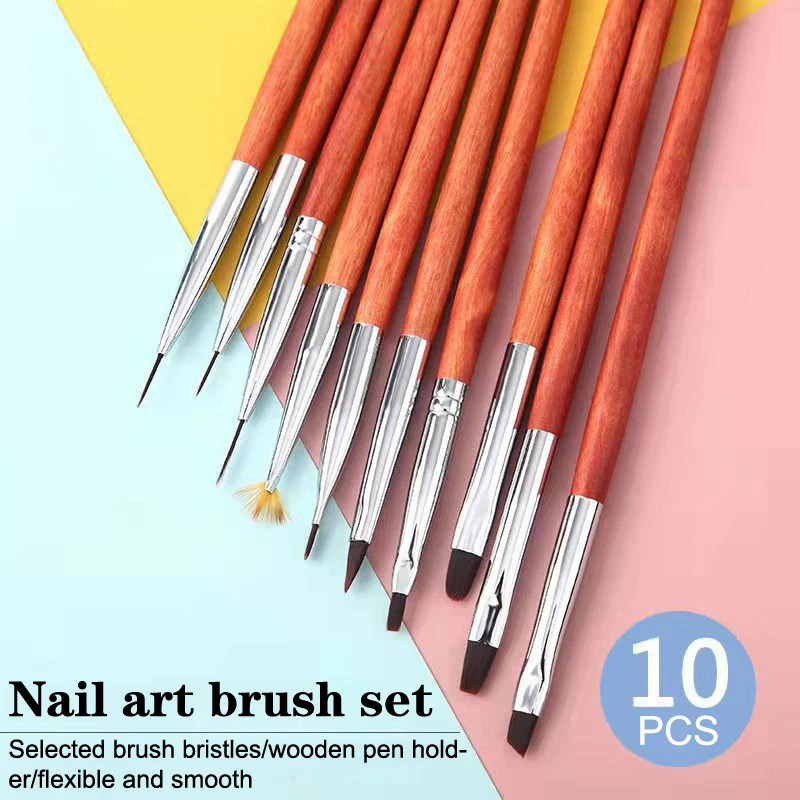 1/3/8 pcs Nail Art Brushes Set Tip Painting Gel Drawing Carving Dotting Pen Liner Acrylic Nail Tool Professional Nail Supply