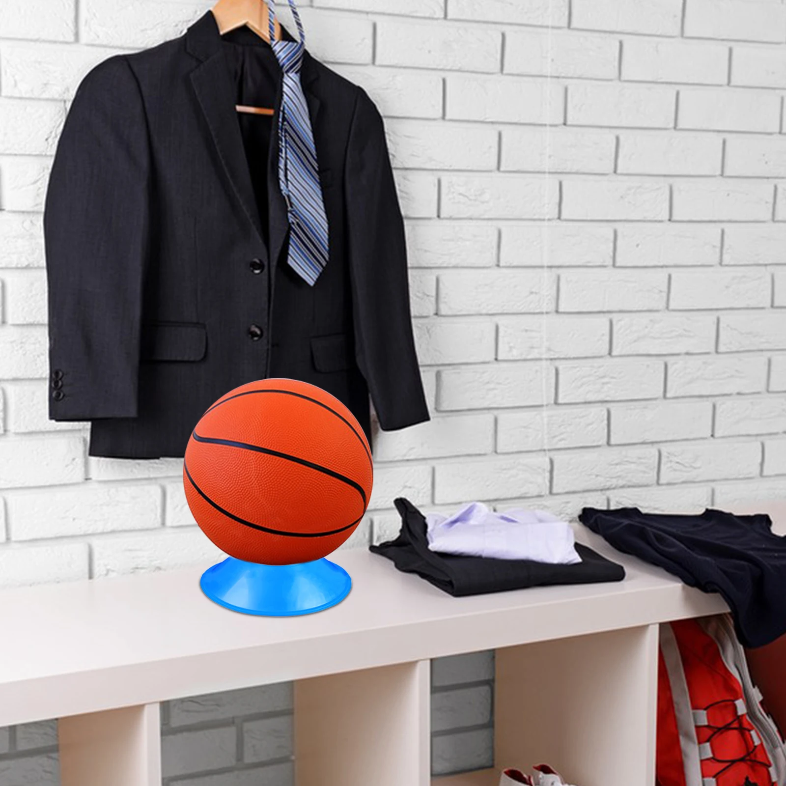 

5 Pcs Basketball Case St Soccer Rack Blue Color Ball Holder For Home Display Official Size Volleyball Basketball