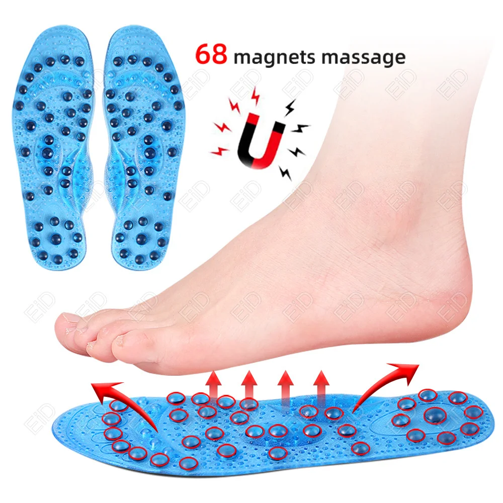 EiD Enhanced 68 Magnetic Massage insoles Foot Acupuncture Point Therapy shoes Cushion Body Detox Slimming Insole for Weight Loss