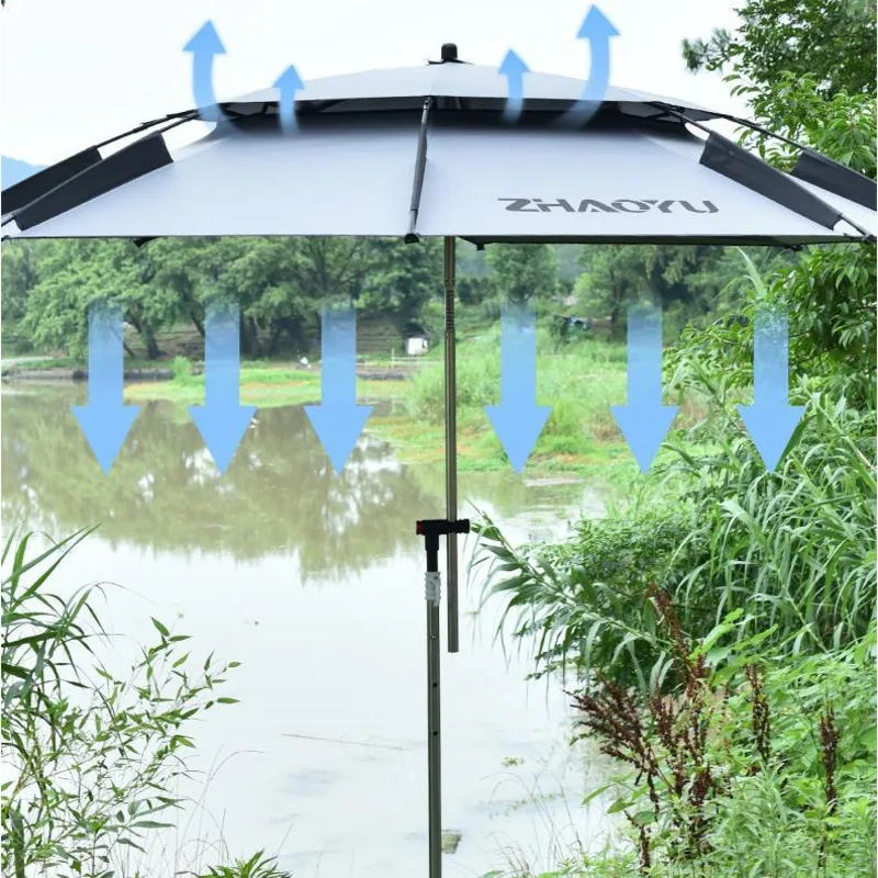 2023 Upgraded Fishing Umbrella Thickened Stainless Steel Rod Parasol 360° Adjustable Waterproof  Beach Umbrella Parasol 2.0-2.6M