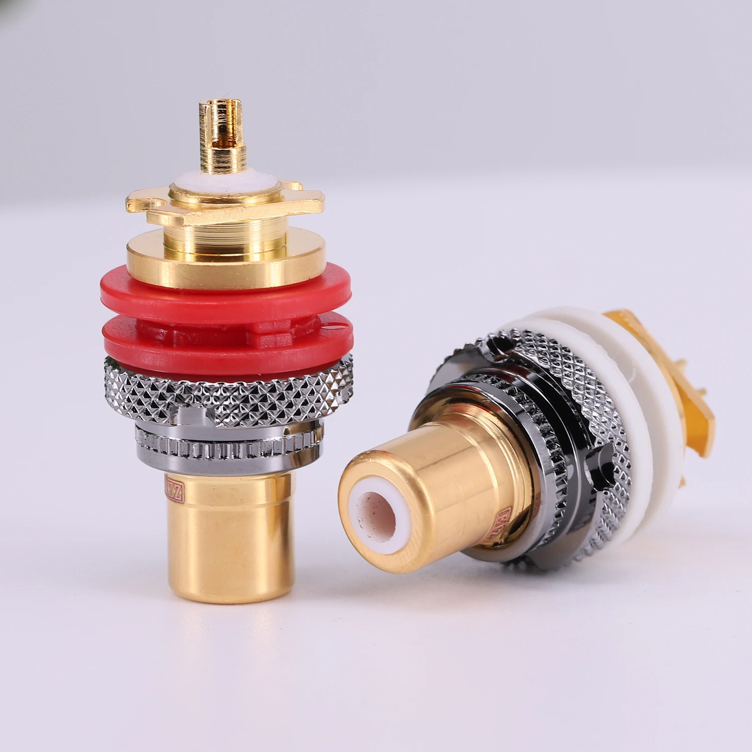 EIZZ Gold Plated Tellurium Copper RCA Jack Female Socket Connector For HiFi Audio Video TV CD AMP Signal Panel Chassis Mount EZ-