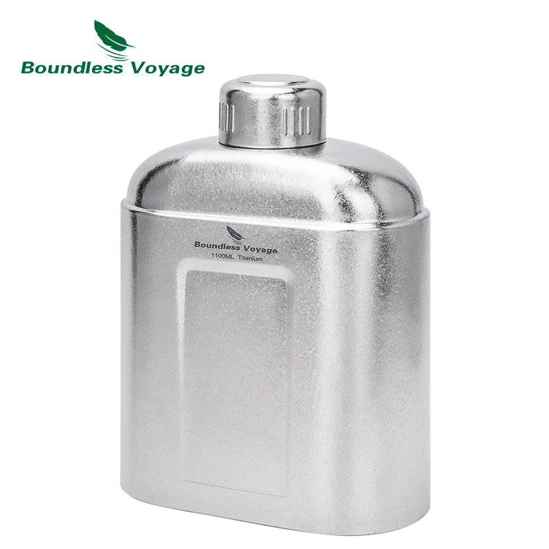 Boundless Voyage Titanium Bottle with Carry Bag 1.1L Open Flame Heating Canteen Camping Leakproof Drinkware for Hiking Ti3012D