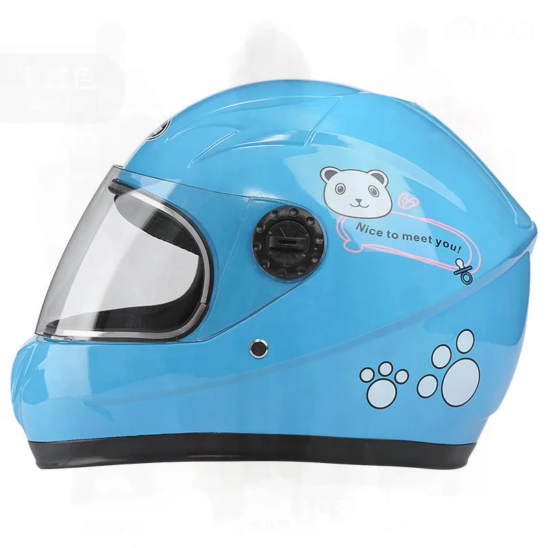 

Children's Full Face Helmet Warm Cartoon Design Electric Bike Helmet for Men Women One Size Fits All 50-54cm ABS Material