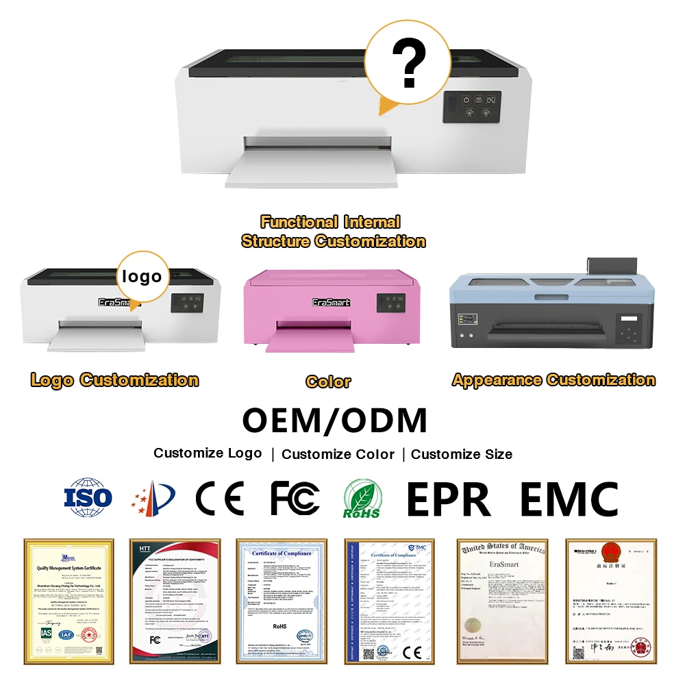 شحن مجاني Erasmart L805 رأس الطباعة A4 210 مللي متر Dtf طابعة تخصيص شعار النسيج آلة طابعة الملابس لتي شيرت