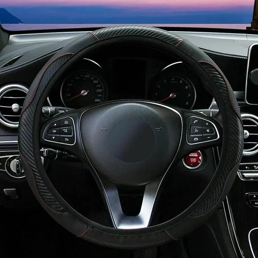 1 Piece of Car Steering Wheel Cover Accessory, Breathable and Anti Slip PU Leather Steering Wheel Cover, Suitable for 37-38cm Se view 6