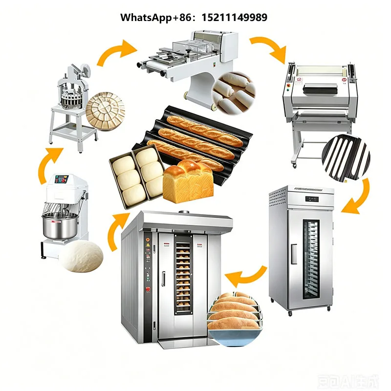 Automatic Bread Baking Oven Complete Set Baguette Toast Baking Equipment Bread Production Line