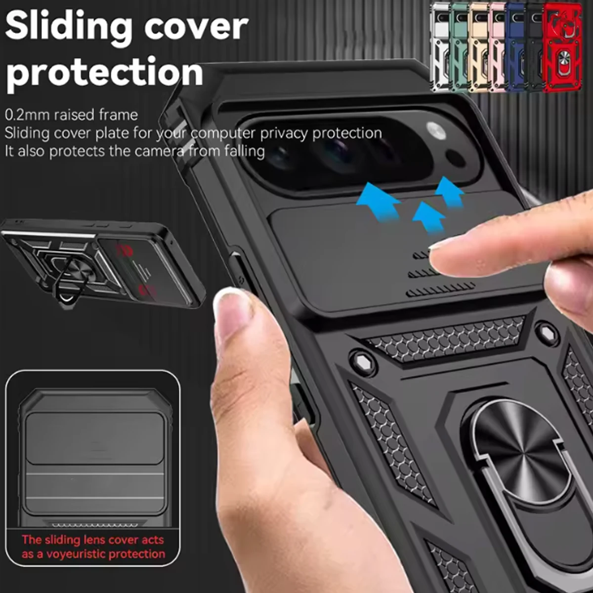 

Чехол для Google Pixel 9 [защита от падения в стиле милитари 15 футов] с защитной пленкой для экрана и защитной пленкой для объектива, сверхпрочный противоударный ударопрочный удар