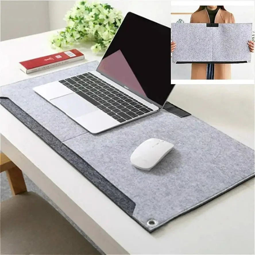 Felt Desk Mat Large Computer Mouse Pad Office Laptop Cushion Non-slip Desktop Table Protector Desk Organizer Holder