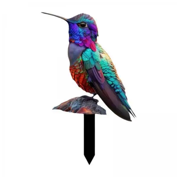 3x2D Flat Hummingbird Decorative Garden Stake Flowerpot Decor Creative Yard Art Decor for Pathway Indoor Outdoor Landscape Yard