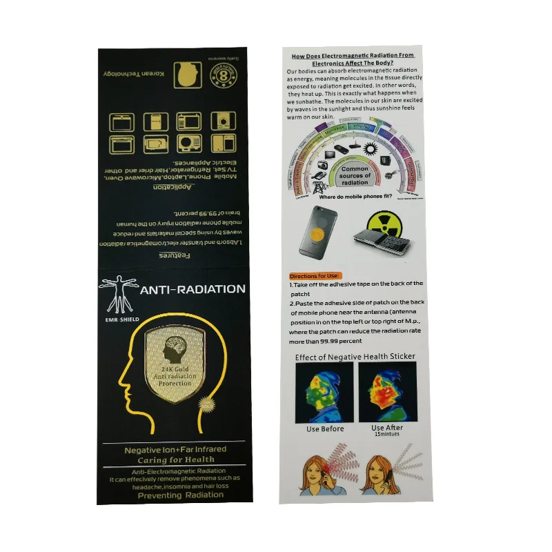 Customized Source Factory 24K Metal Human Negative Ion Anti-Radiation Energy Phone Sticker Energy Patch