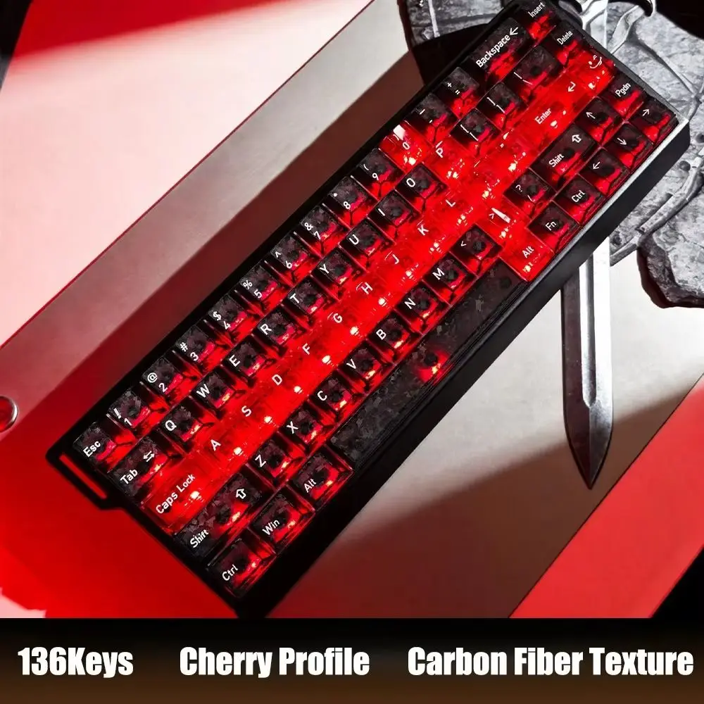 Full Transparent Transparent Keycaps Set Ice Transparent Crystal Clear Mechanical Keyboard Keycaps PBT Cherry Profile PC Keycaps