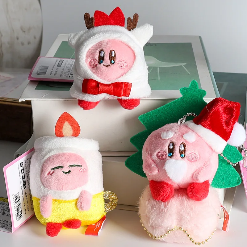 Kerstdag Kirby pluche pop hanger sleutelhanger Kawaii Sanrio kerst anime figuur sleutelhanger schooltas hanger student cadeau