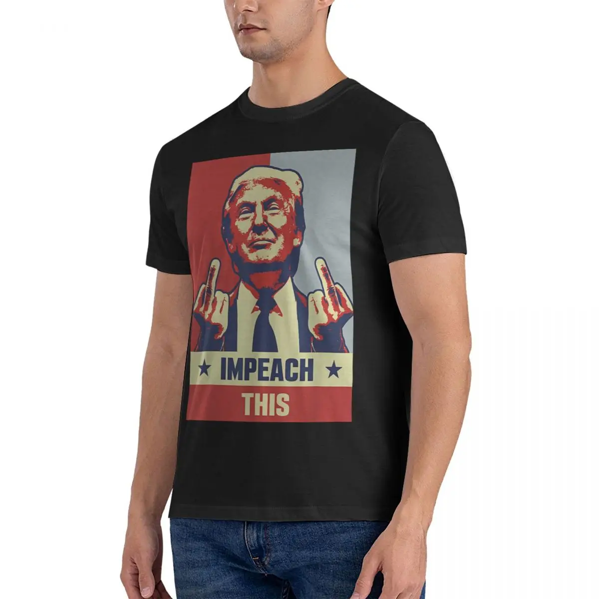 Men's Impeach This T Shirt Donald Trump 100% Cotton Tops Humor Short Sleeve Crewneck Tee Shirt Summer T-Shirt