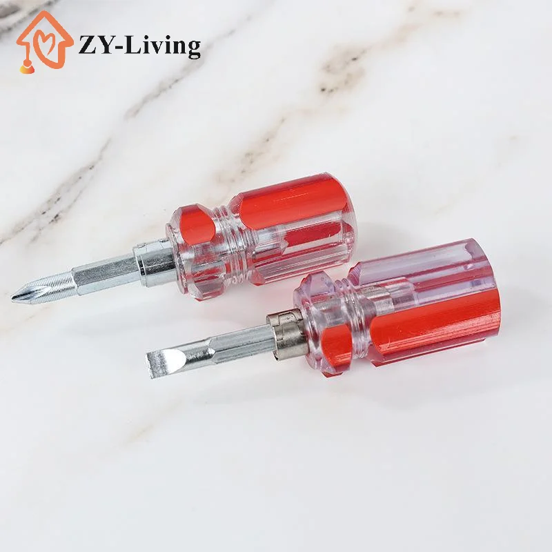 2Pcs Screwdriver Transparent Head Mini Small Portable Radish Head Handle With Flat Head Slotted  Cross Repair Hand Tool