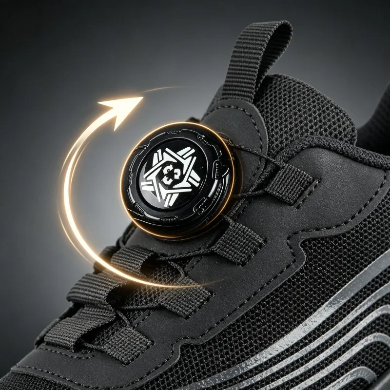 2026 Winter New Safety Shoes Men Steel Toe Puncture Proof Rotating Button Work Shoes Indestructible Construction Boots Plus Size
