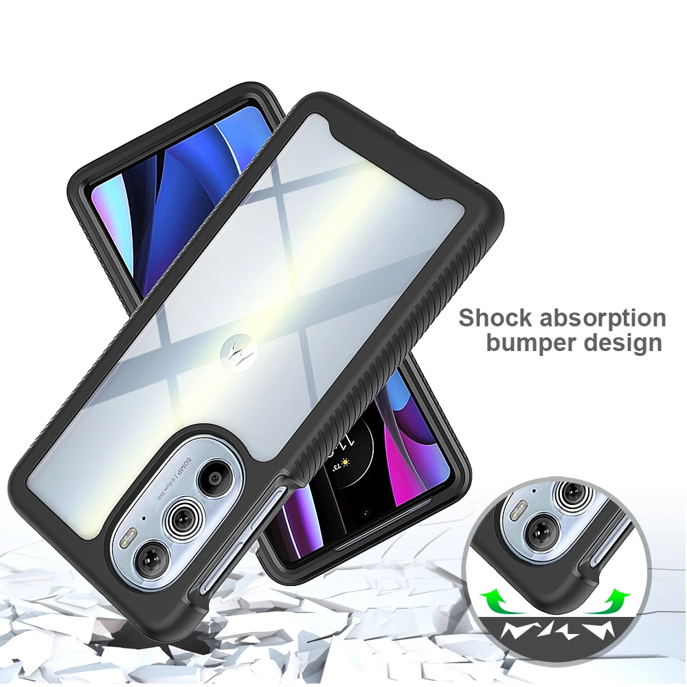 Hybrid TPU/PC Case for Motorola Moto Edge 30 Pro Edge30 EdgePlus 2022 Funda Screen Protector Rugged Shockproof Crystal Cover