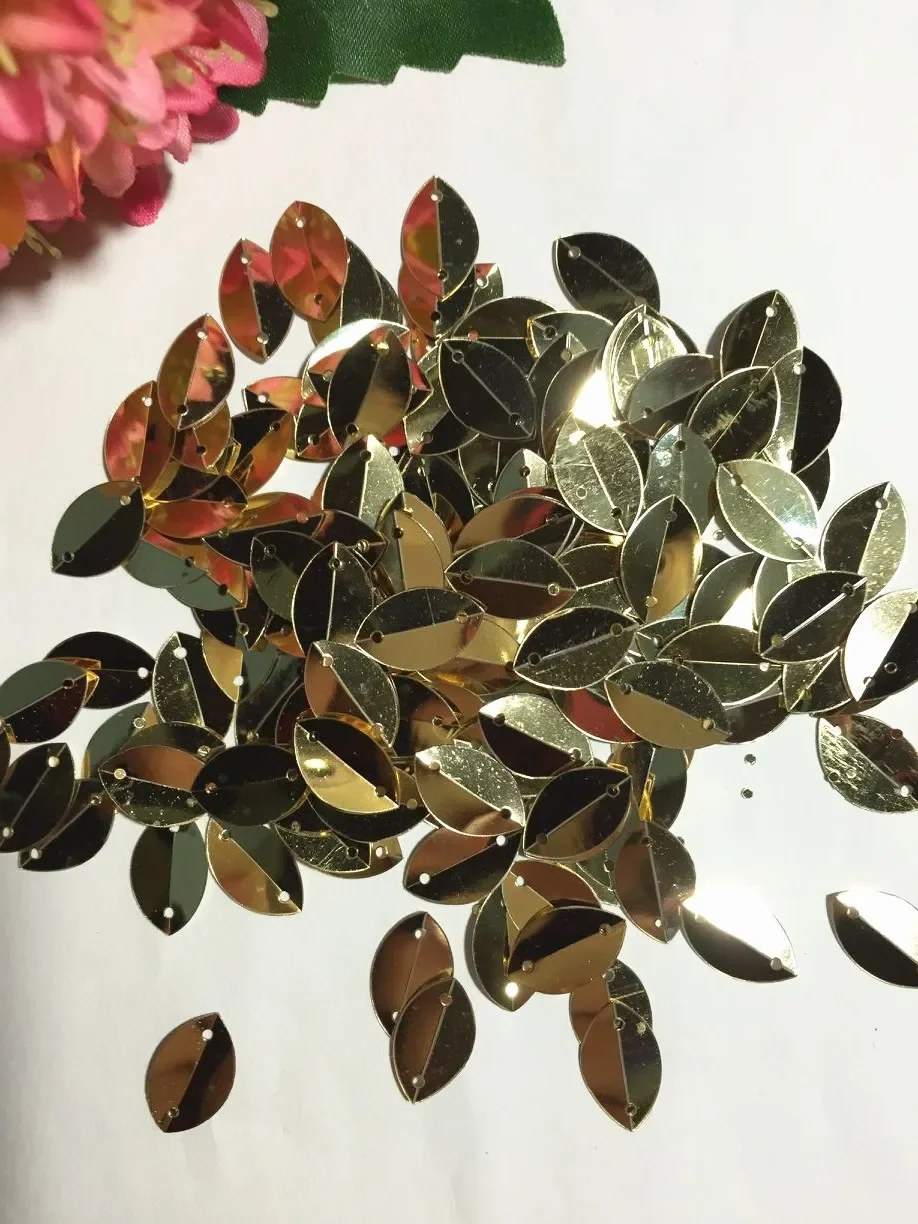 800pcs 9*15mm Cup Oval Folded Sequins For Crafts Loose Paillettes Sewing,Wedding,Kids DIY Garment Silver Gold Green