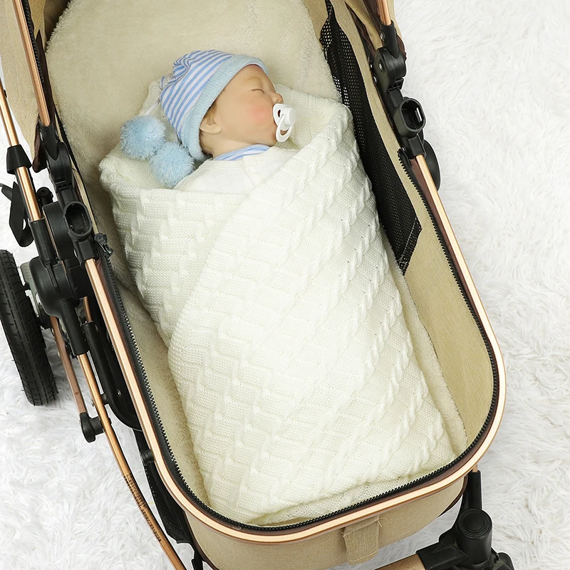 Bebê recém-nascido malha cobertor, Stroller Swaddling, Super macio, respirável cama Kid, manta, infantil, criança, menina, menino, infantil, 100x80cm