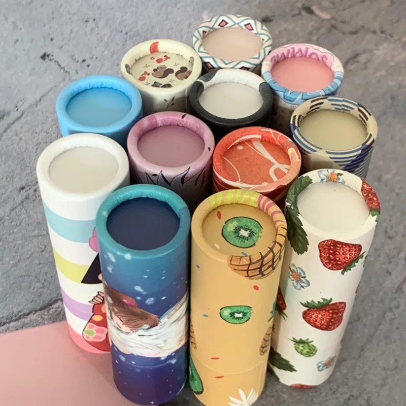 Wholesale 12.1mm Cartoon Paper Lipstick Tube Baby Lip Balm Container Empty Paper Lipstick Shell Lip Cosmetics Makeup Tool