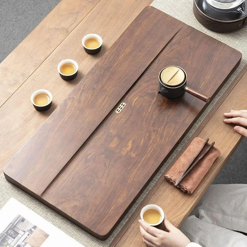 Whole solid wood tea tray Household  set Office simple tea table Huali Chinese style large sea storage and drainage electric