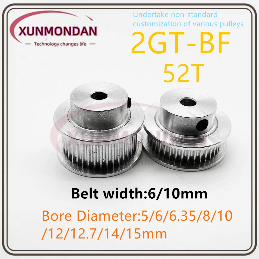 GT2 Timing Pulley 2GT 52Tooth Teeth Bore 5/6/6.35/8/10/12/12.7/14/15mm Synchronous Wheels Width 6/10/mm Belt 3D Printer Parts