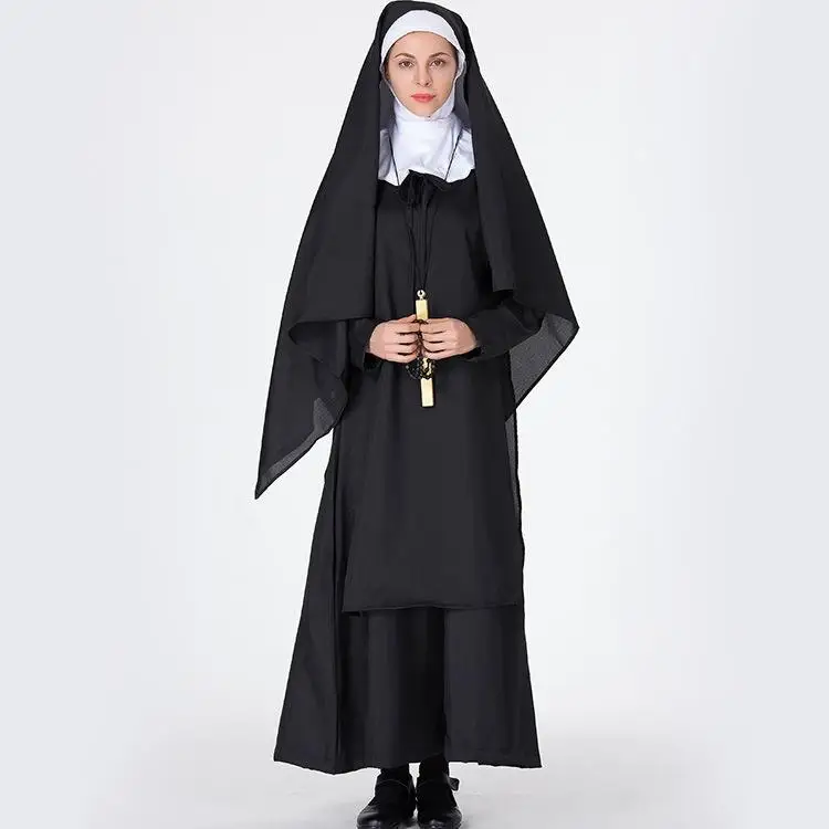 

Bla Habit Nun Costume Performance Wardrobe Saint Mary Stage Performance Long Robe Women's Traditional Clothing Festival