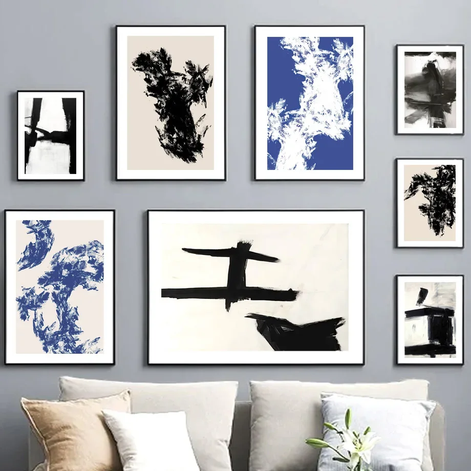 Franz Kline Inspired Abstract Line Curves Wall Art Canvas Painting Nordic Posters And Prints Wall Pictures For Living Room Decor