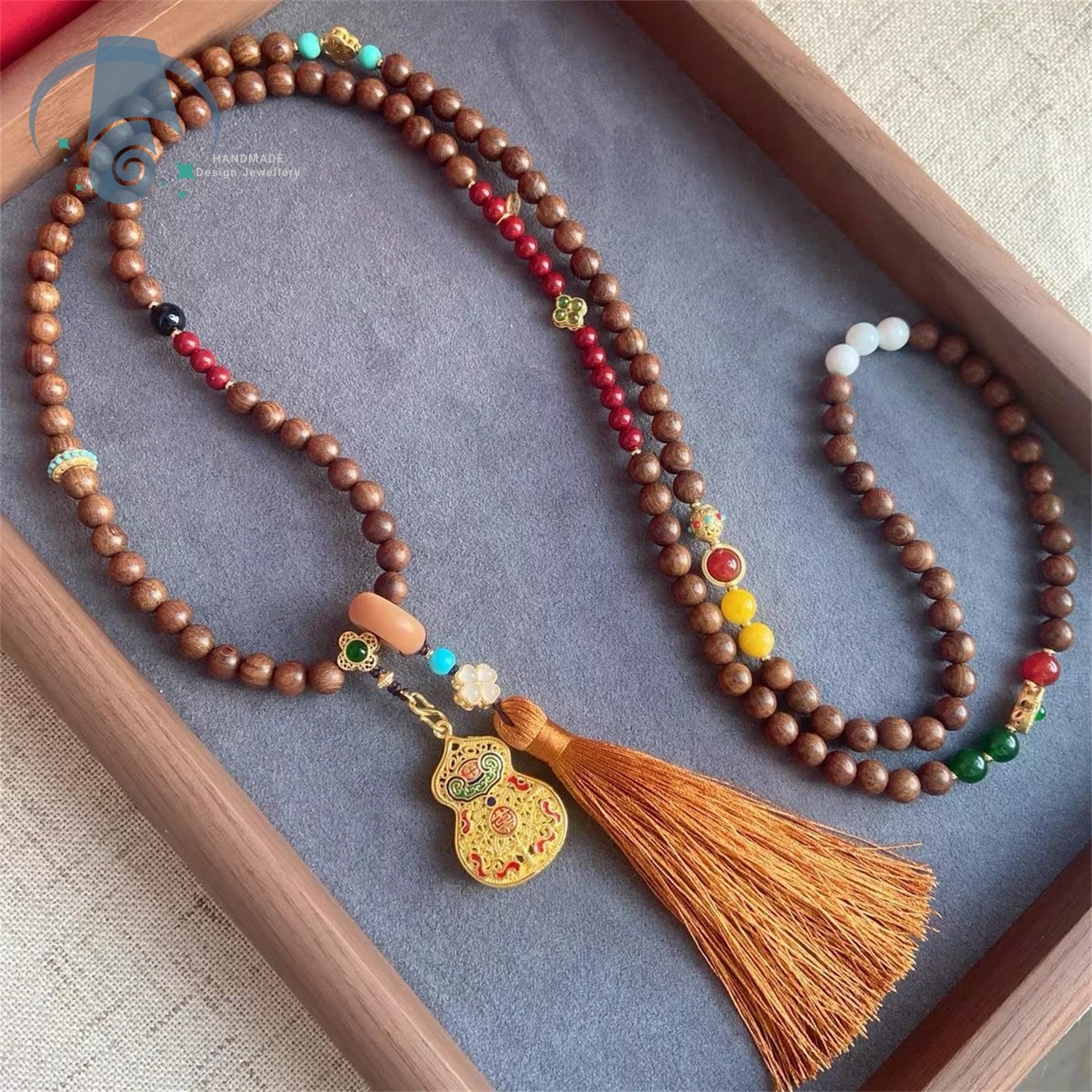 natural-sandalwood-bodhi-seed-multi-strand-long-necklace-bracelet-set-handmade-prayer-beads-tassel-pendant-jewelry-for-women
