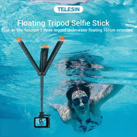 TELESIN Tripod Floating Selfie Stick for DJI OSMO Action 5 Pro 4 3/Insta360 X5/X4/X3/ACE/PRO/GO3/GO3S/GoPro Hero13 12 11