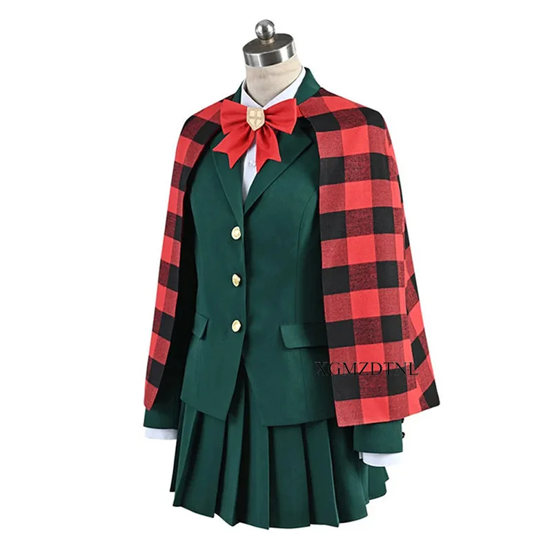 Anime BURN THE WITCH Noel Niihashi Ninny Spangcole Cosplay Costume Witch Green Suit Plaid Cloak Cute Halloween Roleplay Dress