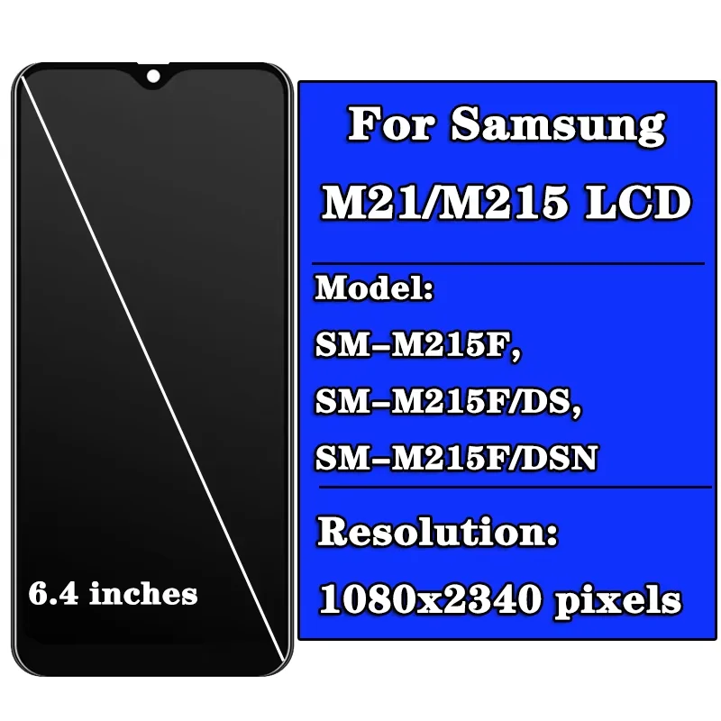 6.4''Super AMOLED M21 Lcd For Samsung  M21 2020 LCD M215 Display SM-M215F/DS LCD Screen Touch Sensor Digitizer Assembly