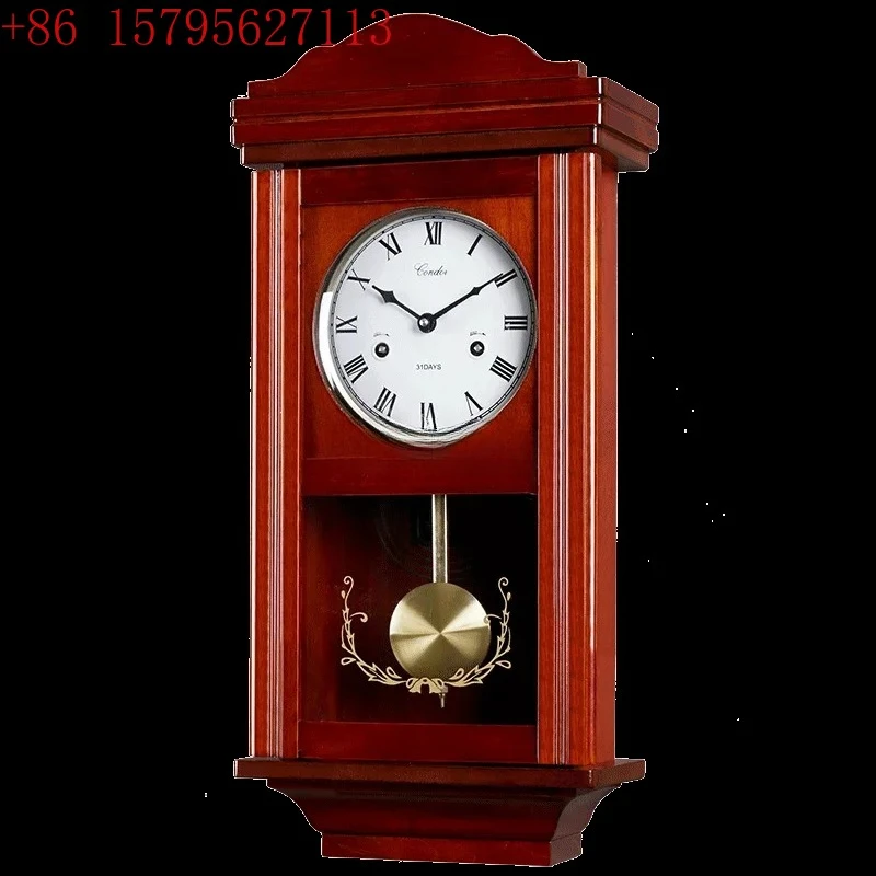 z.Mechanical wall clock Solid wood creative timekeeping Copper core clock
