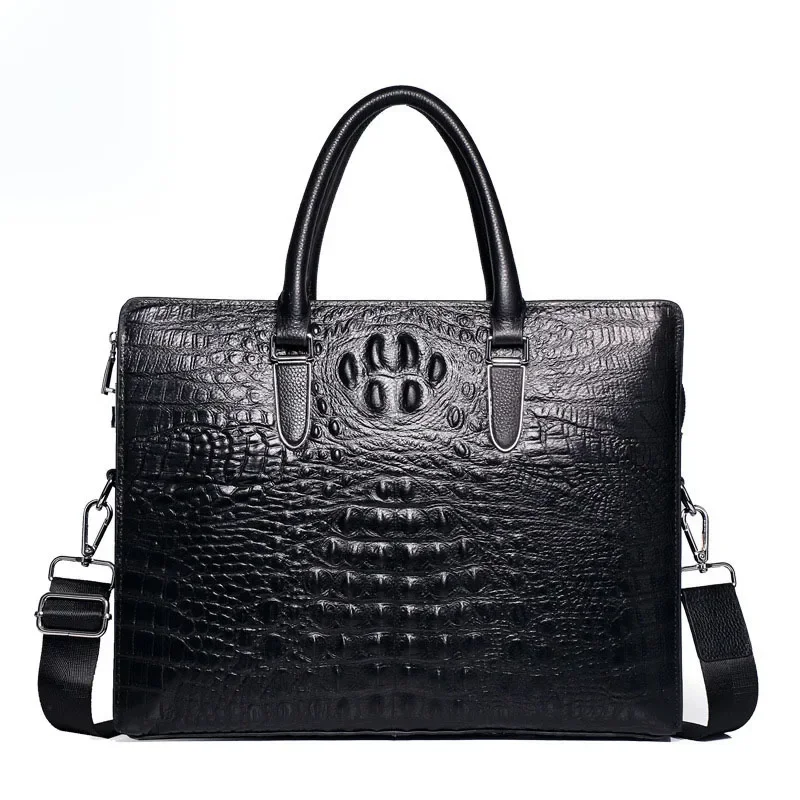 2024 New Alligator Cow Genuine Leather Business Men's Briefcase Male Briefcase Shoulder Bag Men Messenger Laptop Computer Bags