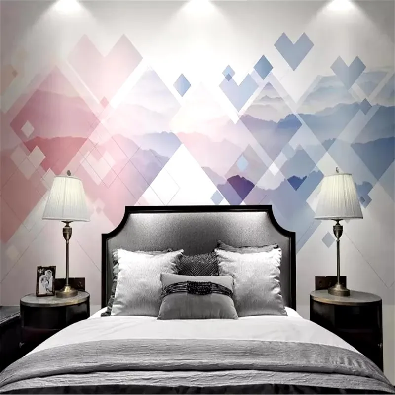 Custom wallpaper 3d stereo photo mural new Chinese ink landscape geometry simple modern TV background wall wallpapers home decor