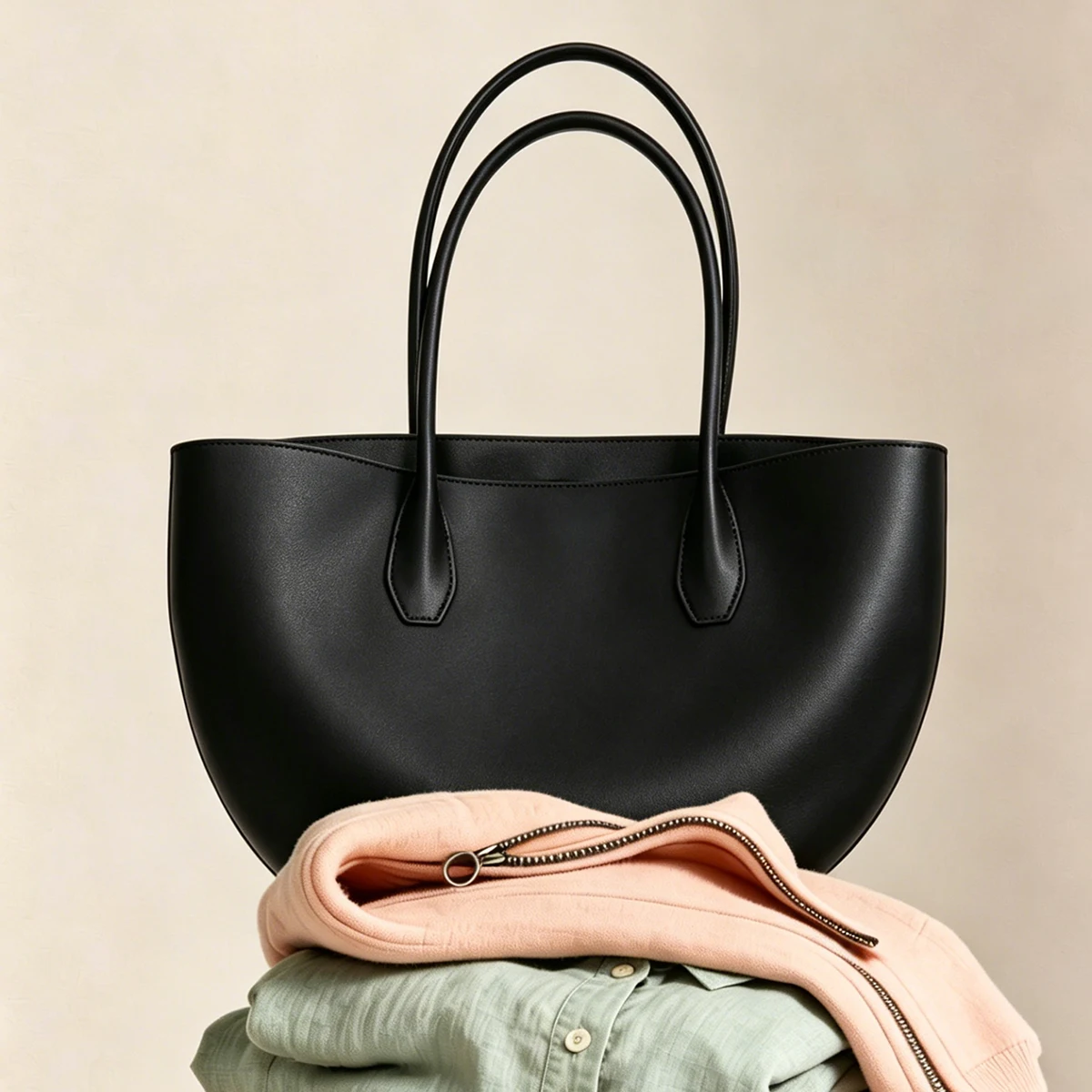Alger Semi-Circle Tote Bag, Original Masoni Top-Grain Leather Large Capacity Underarm Bag, Hand-Stitched Waxed Thread Hand & Sho - view 2