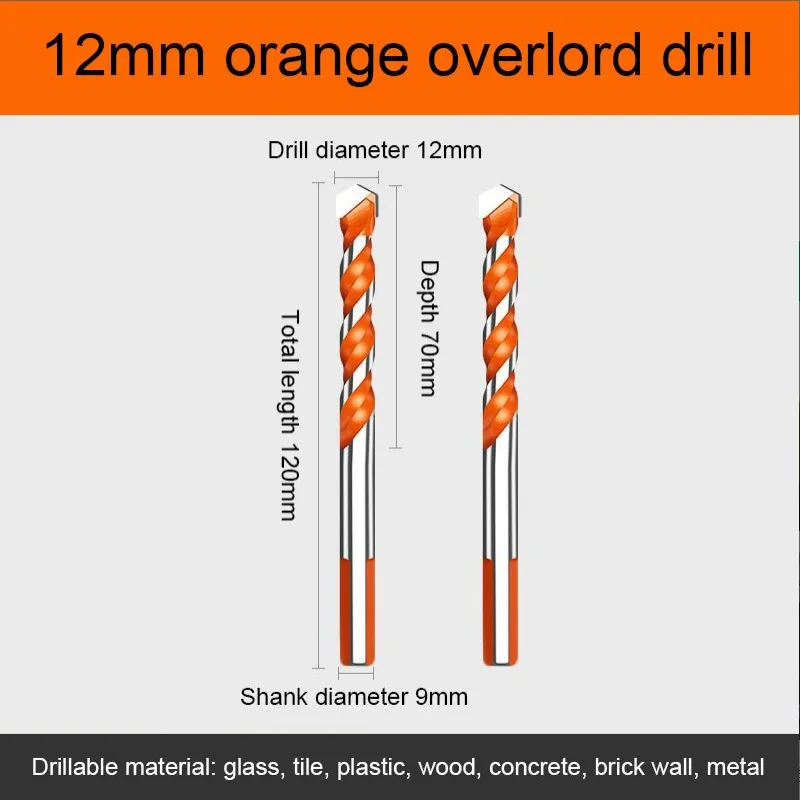 10-12mm hreaded triângulo de aço tungstênio telha de parede de perfuração de concreto broca de mármore do agregado familiar overlord mão broca elétrica