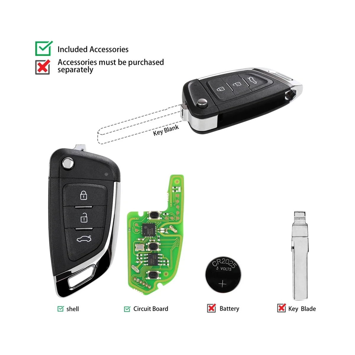 Universal Wire Remote Key Fob, 3 Button para Lexus Style, VVDI Key Tool, Xhorse XKKKF03EN