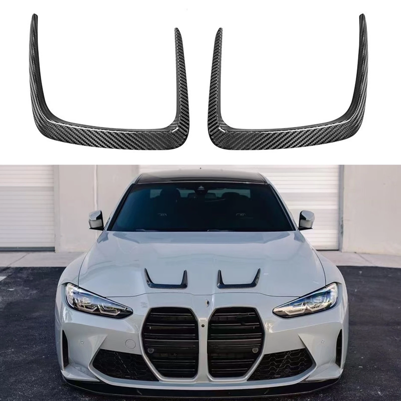 

Front Hood Scoop Vent Frame Trim For BMW G80 G82 G83 M3 M4 2021-2025 Carbon Fiber Car Engine Bonnet Outlet Air Intake Splitter