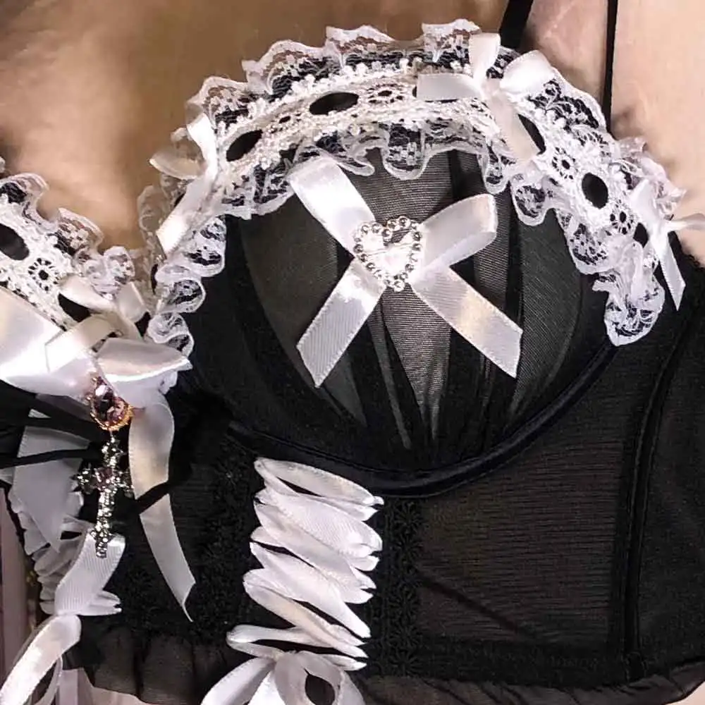 

Goth Gothic Tank Bow Punk Rock Eco Cross Hand Made Harajuku Emo Grunge Y2K Halter Camisole TOPS DIY Vintage Kawaii E-Girls 90s