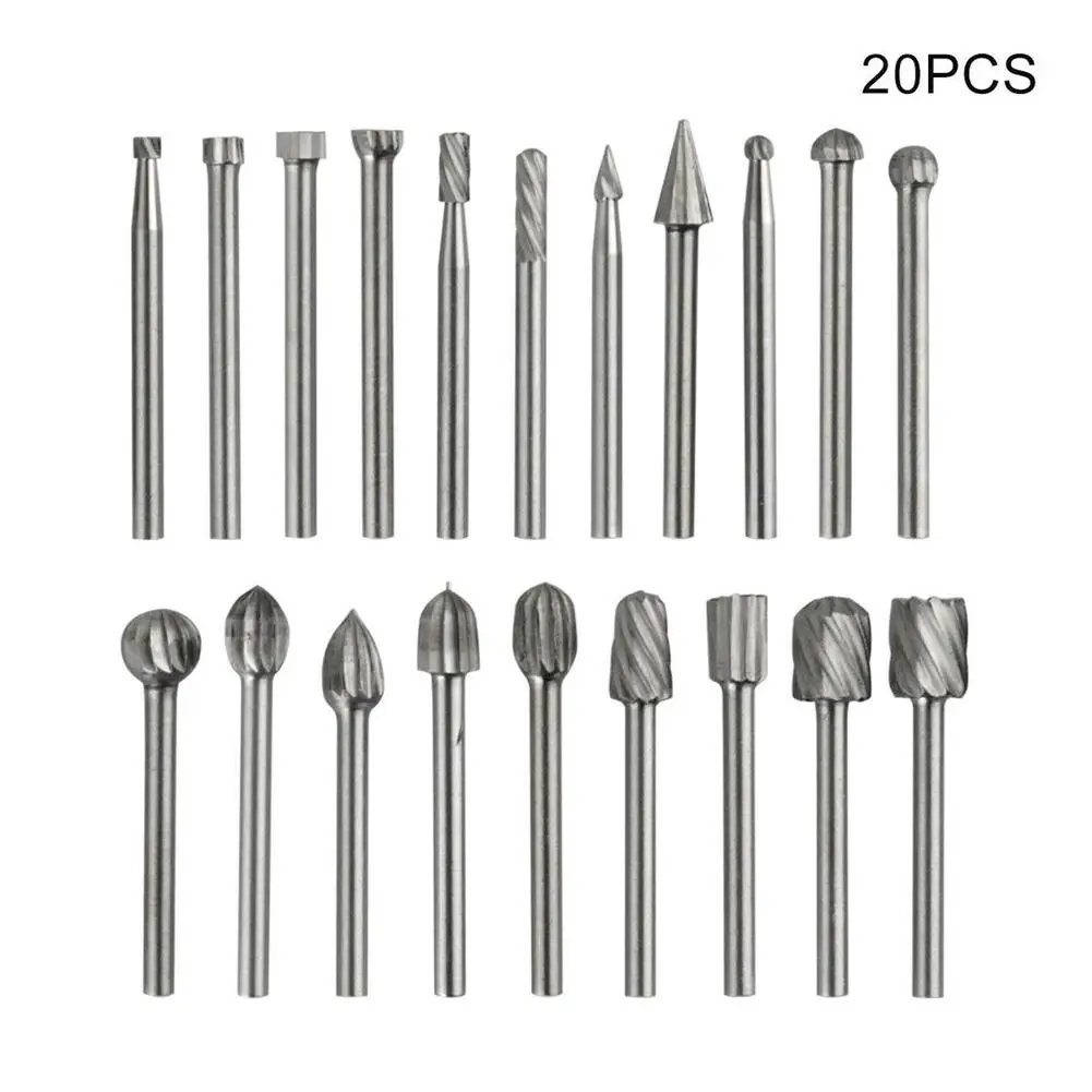 20pcs/set Metal Diamond Burr Bits Drill Set Multipurpose Rotary Tool Accessory Kit Compatible For Dremel